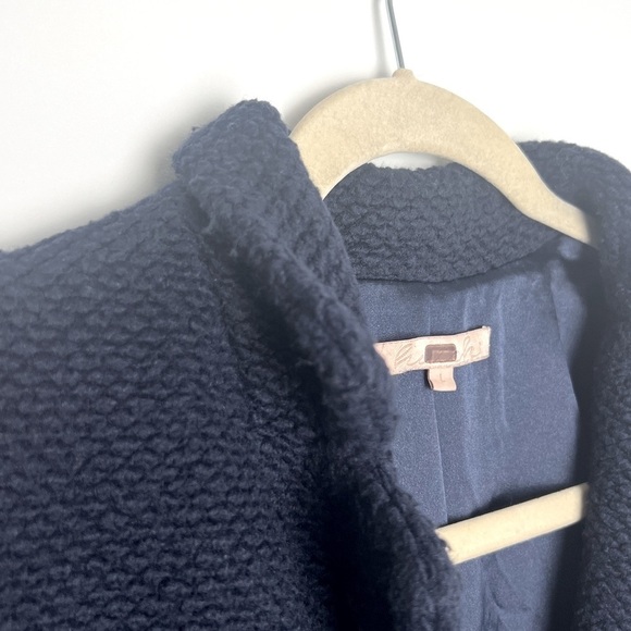 Anthropologie HUTCH Navy Elaina One Button Textured Mid Length Coat Size Large - Picture 14 of 16